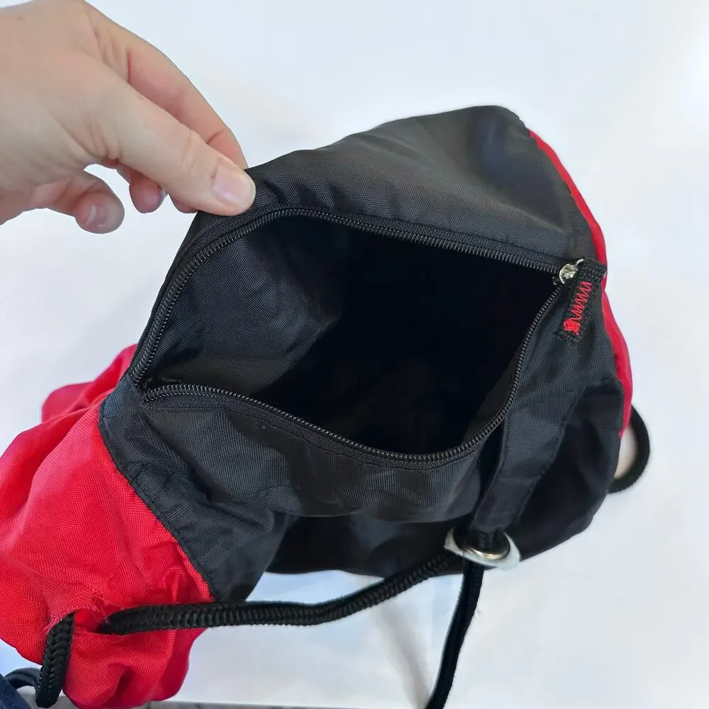 Black and Red Drawstring Sports Bag - Embroidered Name